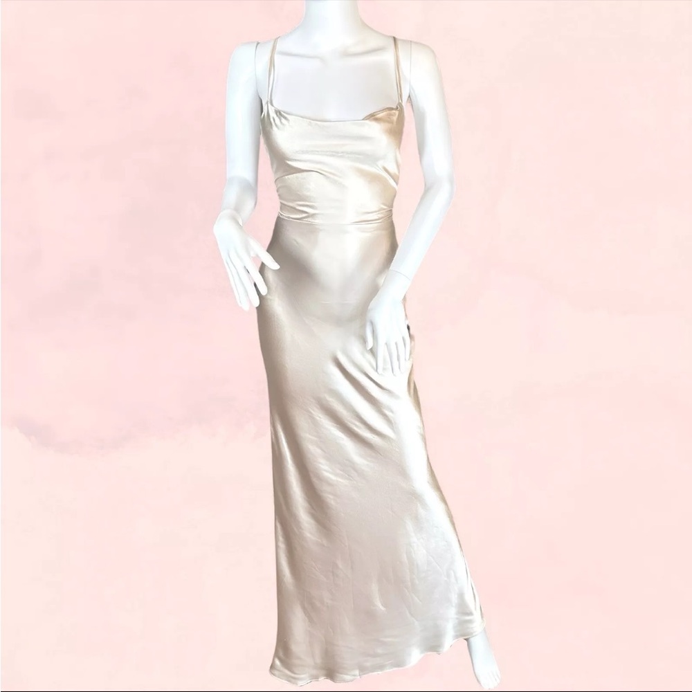 Elegant Cream Satin Slip Dress